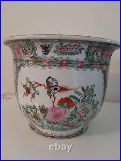 Large Chinese 6 Characters Marked Famille Bird, Butterflies & Flowers Pattern