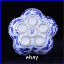 Large Chinese Antique Blue and White Five Tubes Lotus Porcelain Vase KangXi