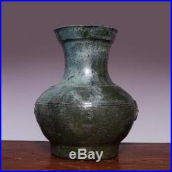 Large Chinese Antique Han Dynasty Pot Green Glaze Taotie Pottery Old Vase SN22