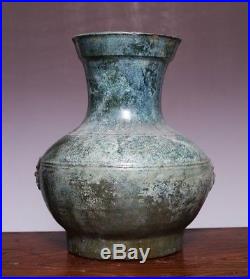 Large Chinese Antique Han Dynasty Pot Green Glaze Taotie Pottery Old Vase SN22