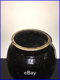 Large Chinese Antique Henan Black Glazed Vase /Jar Song Dynasty 14 Tall