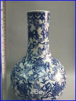 Large Chinese Blue And White Porcelain Peaches Vases Hand-painting Marks KangXi
