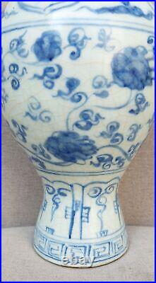 Large Chinese Blue and White Porcelain Peony Meiping vase