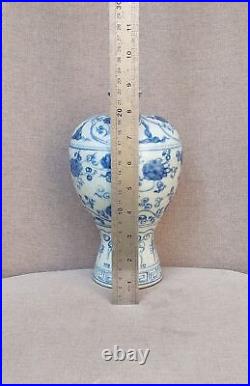 Large Chinese Blue and White Porcelain Peony Meiping vase