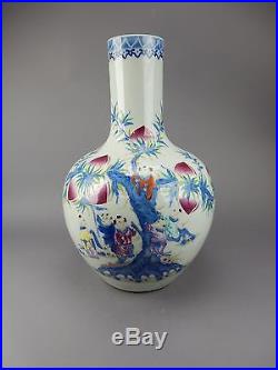 Large Chinese Bulbous Peach Vase 22 inches