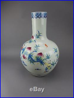 Large Chinese Bulbous Peach Vase 22 inches