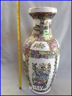 Large Chinese Cantonese Porcelain Landscape Vase, Republic Period