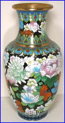 Large Chinese Cloisonne Vase Flowers