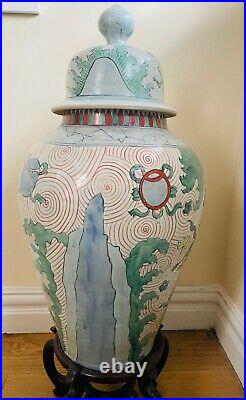 Large Chinese Earthenware floor standing urn, late 20thc high quality repro