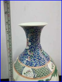 Large Chinese Famille Rose Porcelain Figures Vases Handpainted Marks KangXi