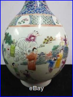 Large Chinese Famille Rose Porcelain Figures Vases Handpainted Marks KangXi