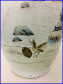 Large Chinese Famille Rose Vase With Artist Seal Mark Republic Period