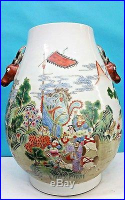 Large Chinese Famille Rose Vases, Porcelain Enameled Hand Painted