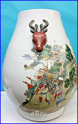 Large Chinese Famille Rose Vases, Porcelain Enameled Hand Painted