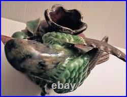 Large Chinese Guangdong Pottery vase bird perched pomegranate color fruit 12