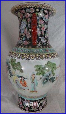Large Chinese HP porcelain Dragon Handled Vase. 18 ¼ t. Republic, 1912 1940