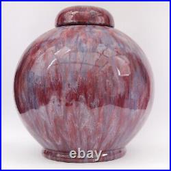Large Chinese Jar and Cover Sang de Bouef Lavender Splash Flambe h28cm