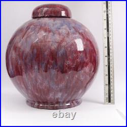 Large Chinese Jar and Cover Sang de Bouef Lavender Splash Flambe h28cm