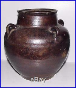 Large Chinese Martaban or Pegu Jar Ming Dynasty 9x8in Burma Stoneware Pot 16thC