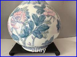 Large Chinese Porcelain Baluster Vase Blue /White Art Deco Rivival Taste 70'S