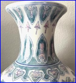 Large Chinese Porcelain Baluster Vase Blue /White Art Deco Rivival Taste 70'S