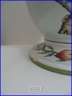 Large Chinese Porcelain Bottle Neck Vase Table Lamp Peaches & Bats