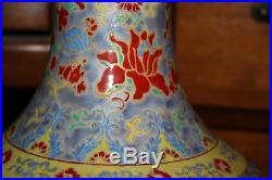 Large Chinese Porcelain Bulbous Vase-Multi Color Painted Floral Patterns-Signed