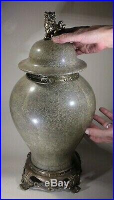 Large Chinese Porcelain Temple Jar Vase with Ormolu Bronze Mounts
