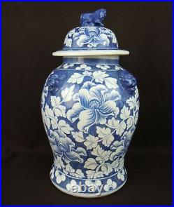 Large Chinese Porcelain Vase 47 cm Cobalt Blue Lid and Handles CHINA 1900