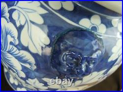 Large Chinese Porcelain Vase 47 cm Cobalt Blue Lid and Handles CHINA 1900