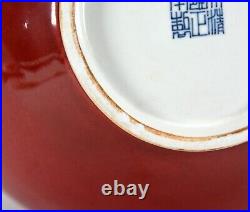 Large Chinese Qing YongzhengMK Jiangdouhong Red Monochrome Glaze Porcelain Vase