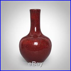 Large Chinese Red Glaze Porcelain Vase Handwork Ceramic Art Ware 27.5CM/10.8H