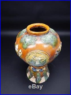 Large Chinese Sancai Drip Glazed Vase 13 inches