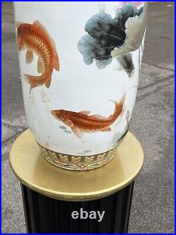 Large Chinese Vase. Decorated With Koi Carp Fish. LARGE & IMPRESSSIVE