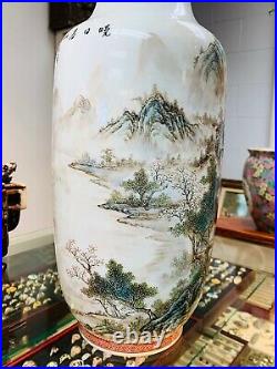 Large Chinese Zhang Zhitang Porcelain Vase hand painted 16 tall