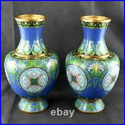 Large Chinese pair of vases, Gilt bronze and cloisonné enamels, Republic Period
