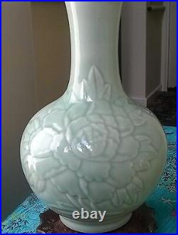 Large Chinese vase celadon glazed