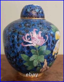 Large Cloisonne 10 ginger jar with a Flower and Pattern Chrysanthemums Oriental