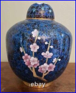 Large Cloisonne 10 ginger jar with a Flower and Pattern Chrysanthemums Oriental