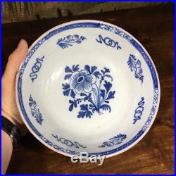Large English delft punch bowl, Chinese Flowers, c. 1760
