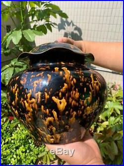 Large Estate Collection Chinese Antique Brown and Black Pottery Jar