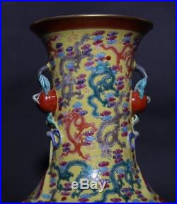 Large Exquisite Antique Hand Painting Enamel Porcelain Vase Mark QianLong FA597