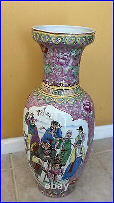 Large Floor Chinese Porcelain Vase-24 High-2 scenes Marked VG++