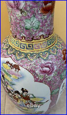 Large Floor Chinese Porcelain Vase-24 High-2 scenes Marked VG++