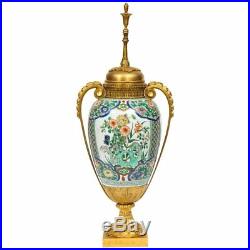 Large French Gilt-Bronze Ormolu-Mounted Chinese Famille-Verte Porcelain Vase