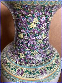 Large Hand Painted Chinese Porcelain Vase With Gilding