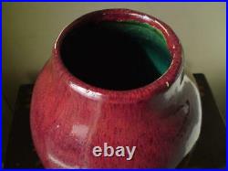 Large Heavy Pot Qing Chinese Flambé Oxblood glaze Sang De Boeuf Ovoid-Form Vase