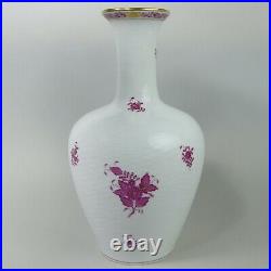 Large Herend Hand Painted Pink Apponyi Chinese Bouquet Basket Weave Vase