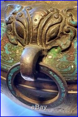 Large, Japanese (Chinese Form) Champleve Enamel and Bronze Vase