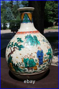 Large Japanese Kutani Vase w Chinese Figures Signed